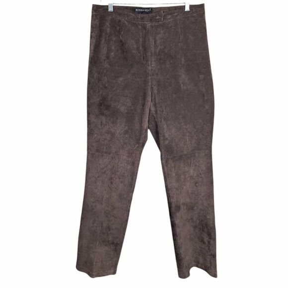 Bernardo Pants - Vintage Bernardo Chocolate Brown suede leather straight leg pants womens 12